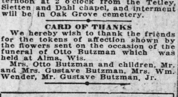 Thanks after death Otto Butzman